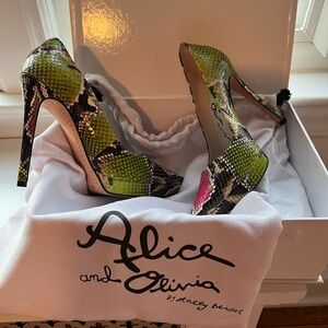 Alice + Olivia Green and Pink Stiletto Heels